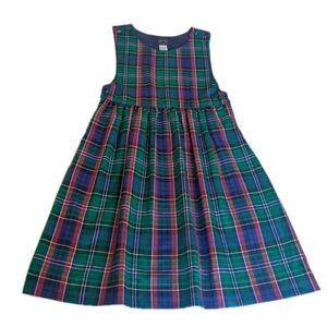 VTG Allen Solly England Girls Size 7 Tartan Plaid Dress 1980s Sleeveless Pockets